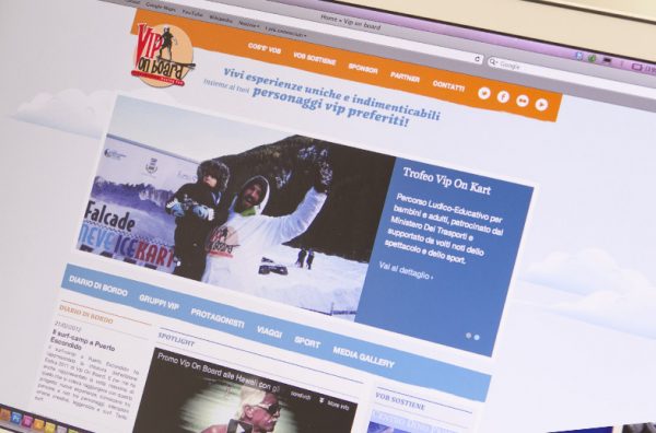 Il sito web per il reality Vip on board